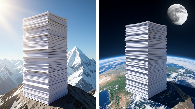 Doblar papel 27 veces supera la altura del Everest y 42 llegan