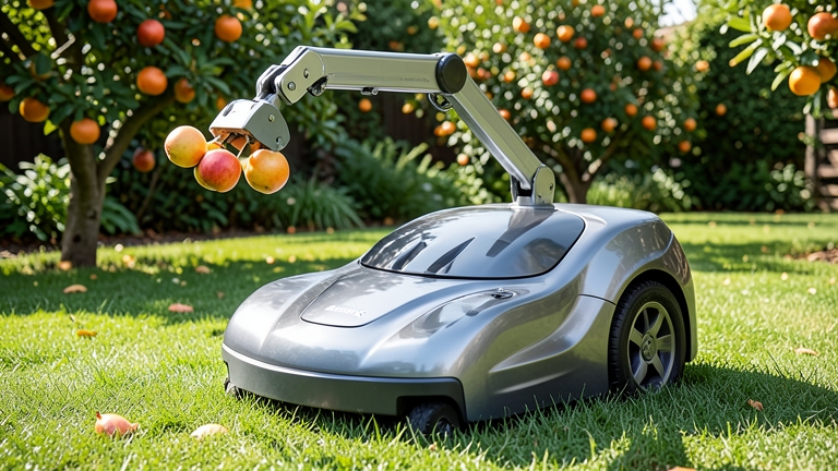 MOVA lanza AstraX, cortacésped con brazo robótico que recoge fruta y riega